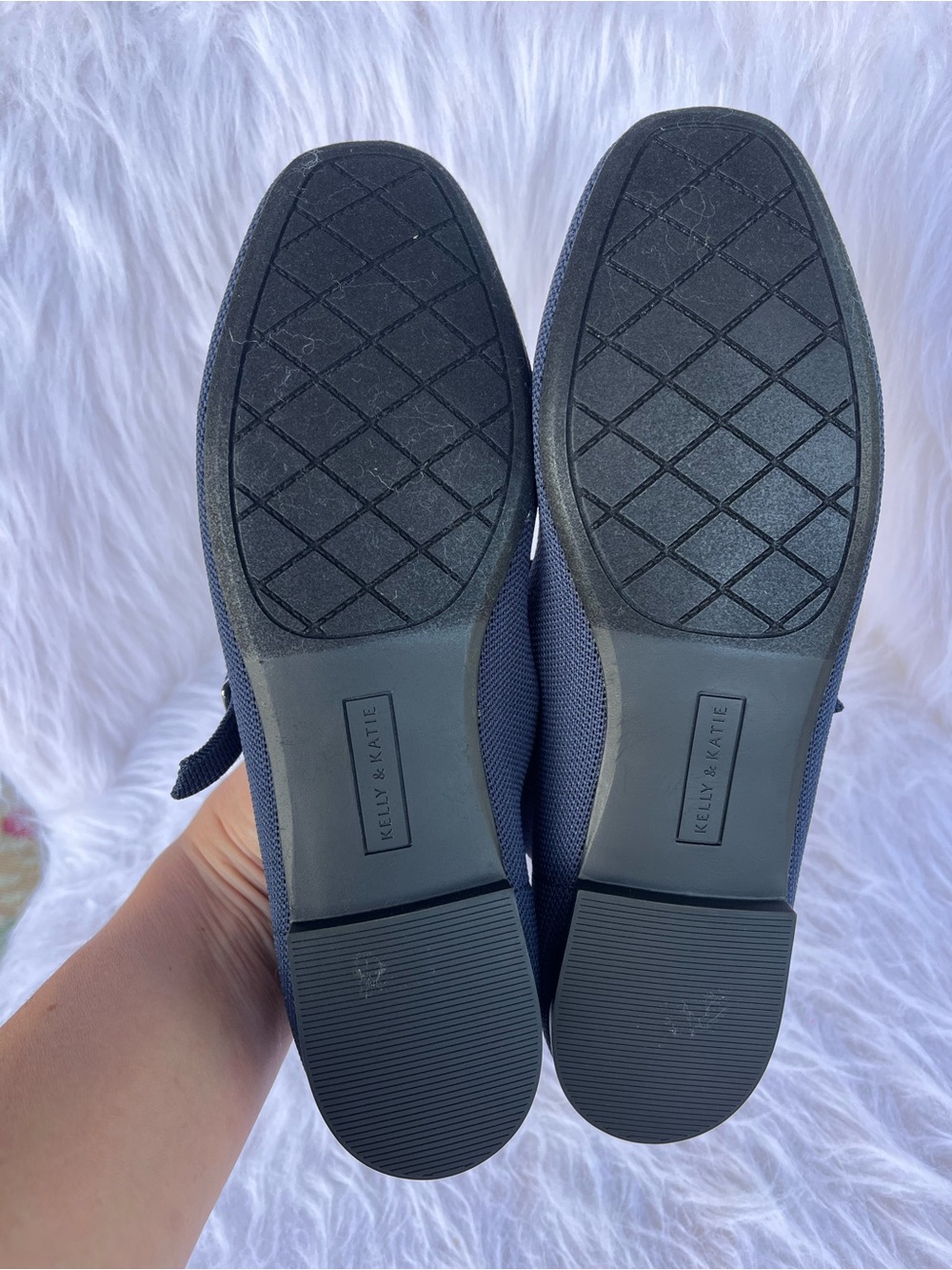 NEW Kelly & Katie Navy Mary Jane Knit Flats with Buckle Strap Square Toe Size 8 - Picture 5 of 6